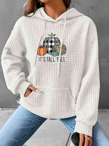 Women's Full Size Graphic Hoodie Light Gray