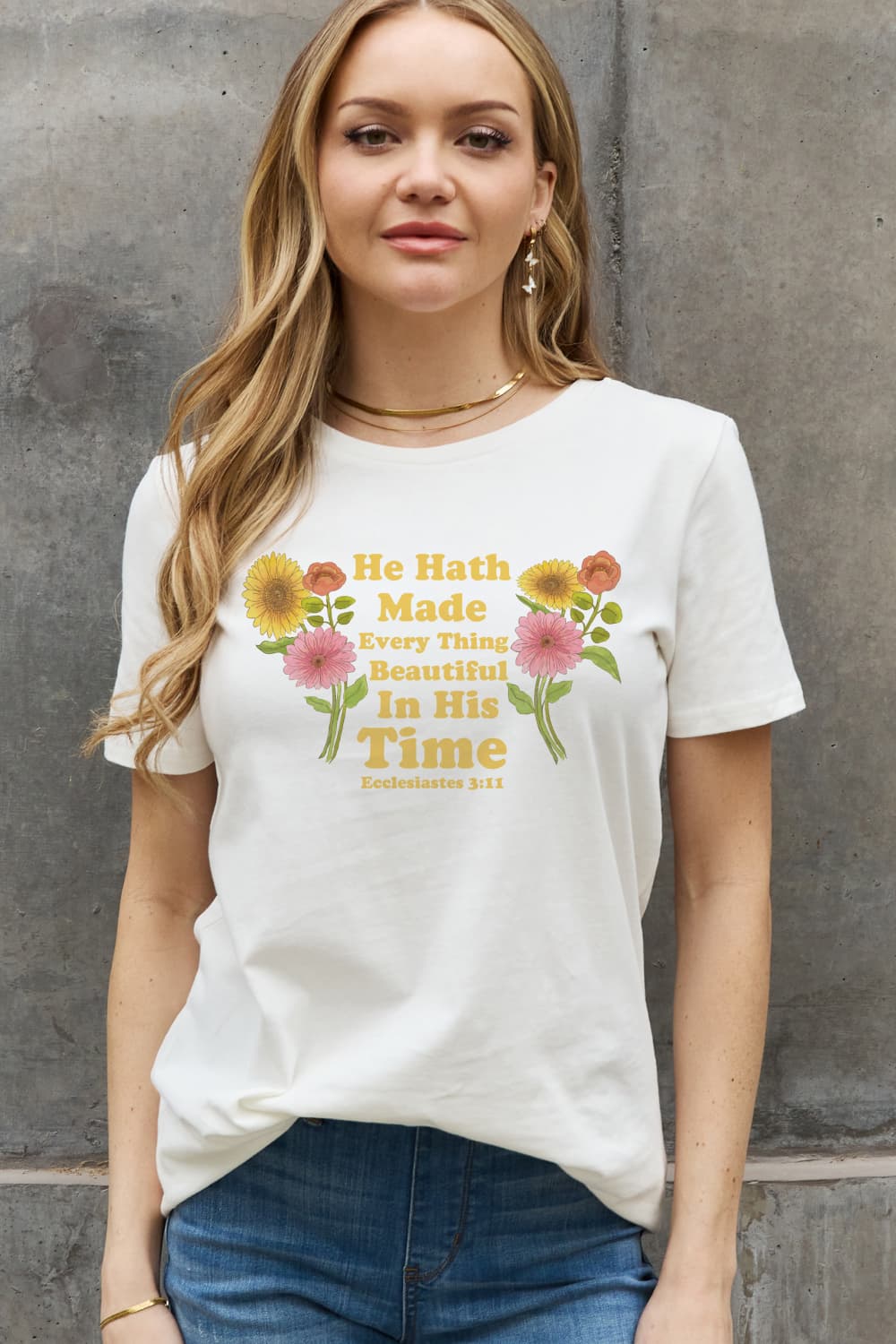 Women's Full Size He Hath Made Everything Beautiful in His Time Ecclesiastes 3:11 Graphic Cotton Tee