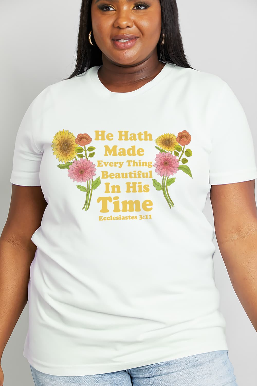 Women's Full Size He Hath Made Everything Beautiful in His Time Ecclesiastes 3:11 Graphic Cotton Tee