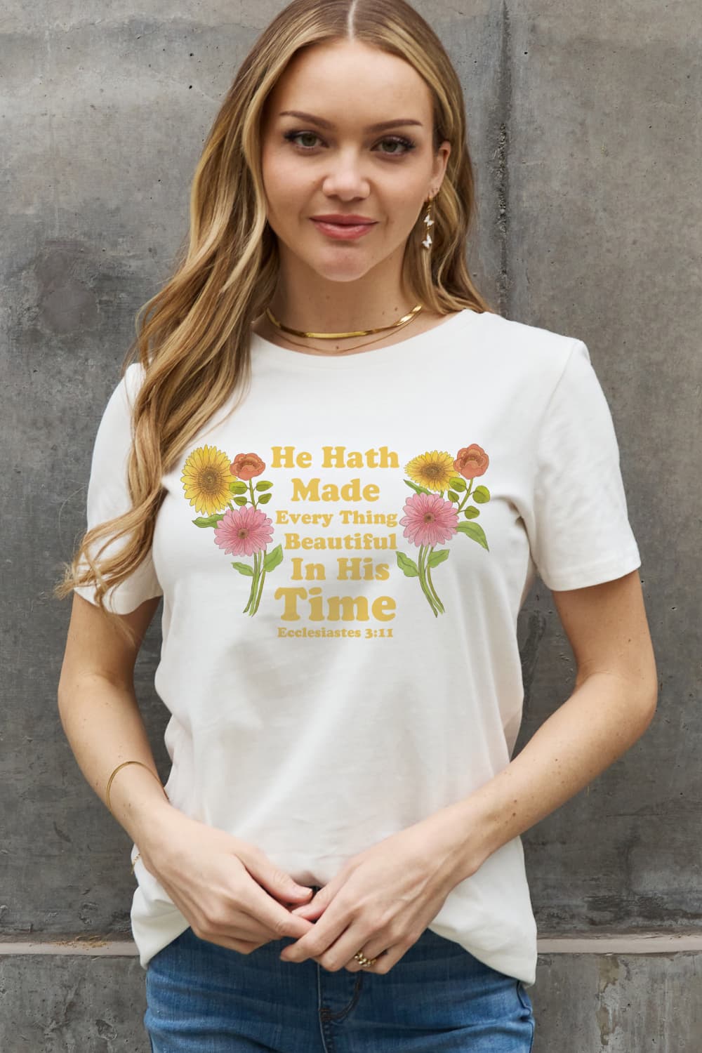 Women's Full Size He Hath Made Everything Beautiful in His Time Ecclesiastes 3:11 Graphic Cotton Tee