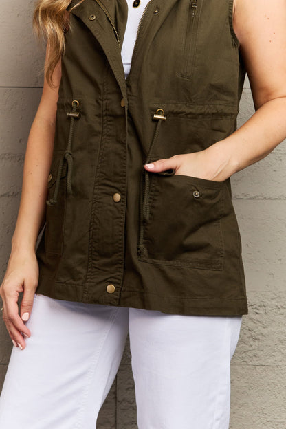 Women's Full Size Military Hooded Vest