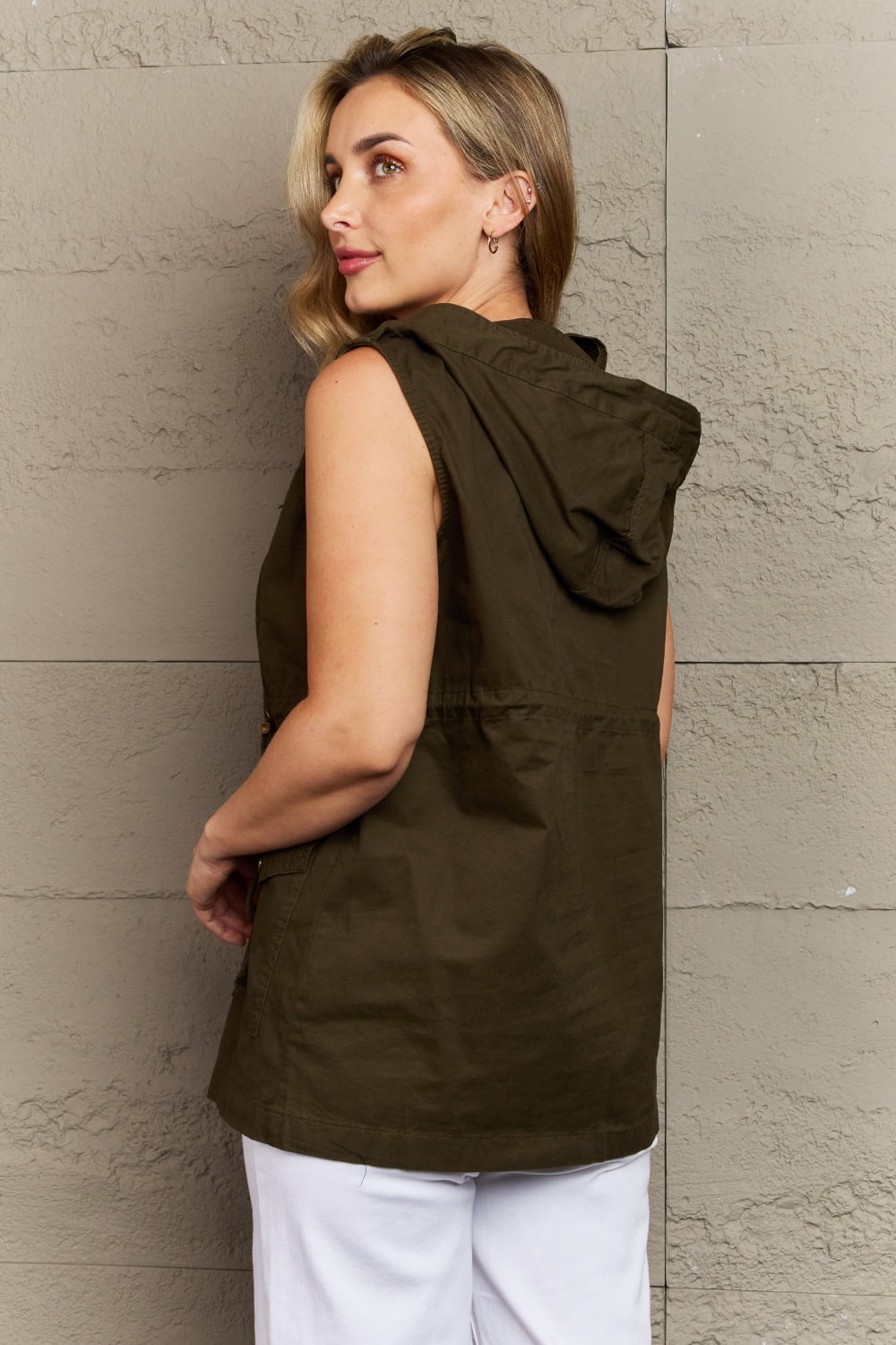 Women's Full Size Military Hooded Vest