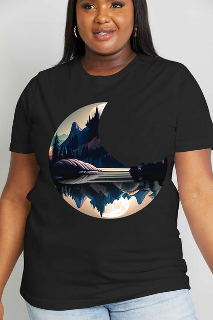 Women's Full Size Moon Graphic Cotton Tee