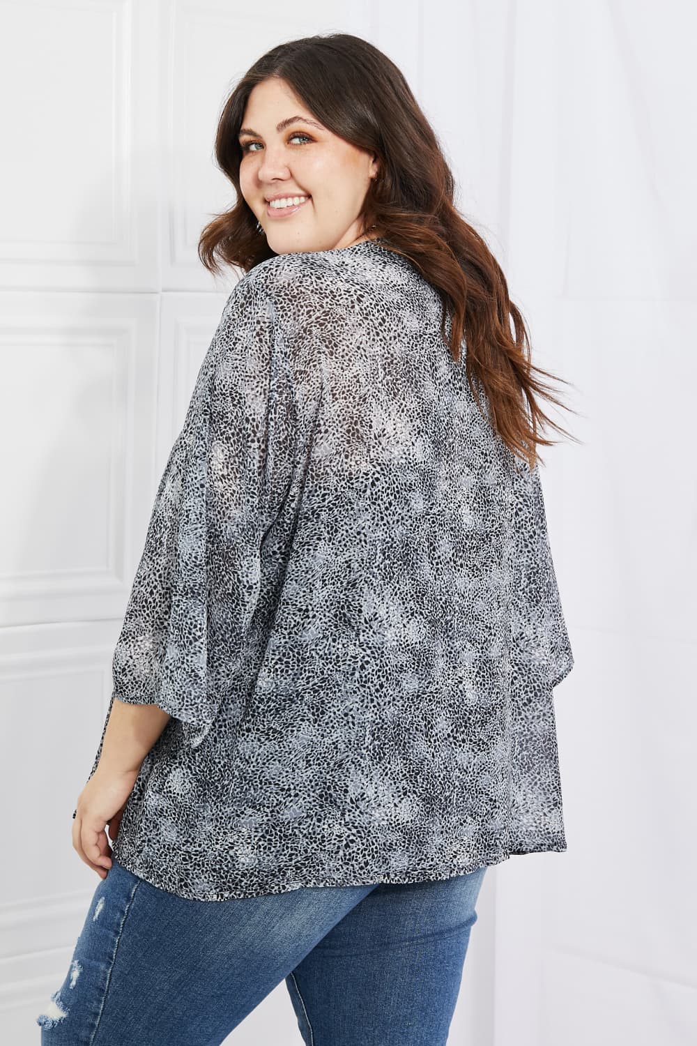 Women's Full Size Snake Print Chiffon Kimono