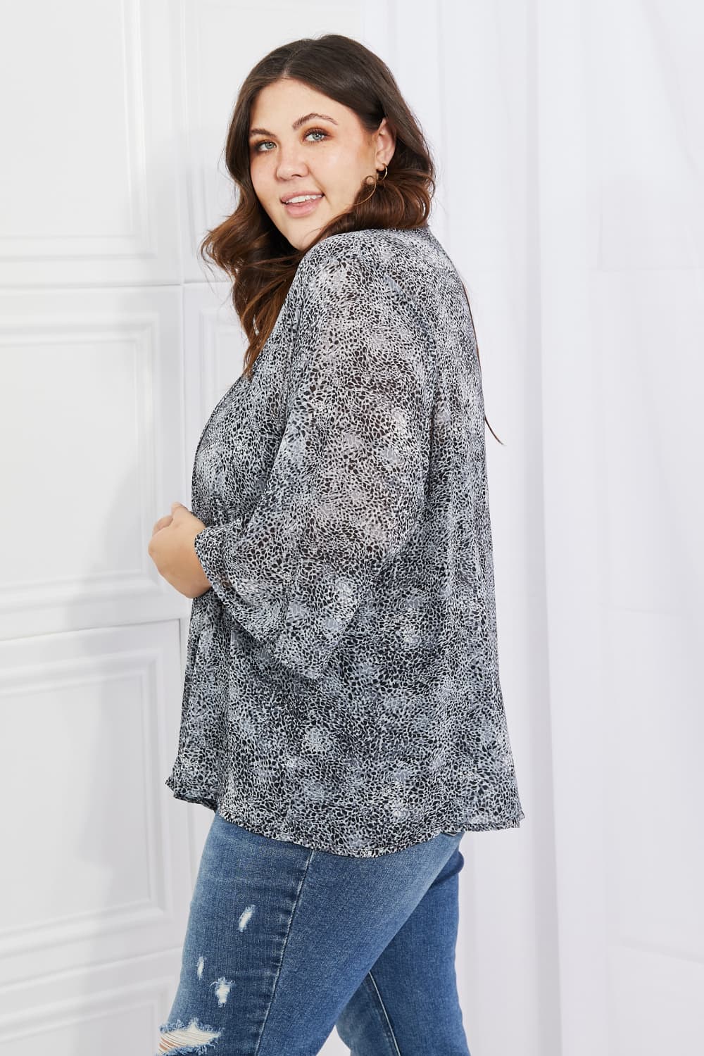 Women's Full Size Snake Print Chiffon Kimono