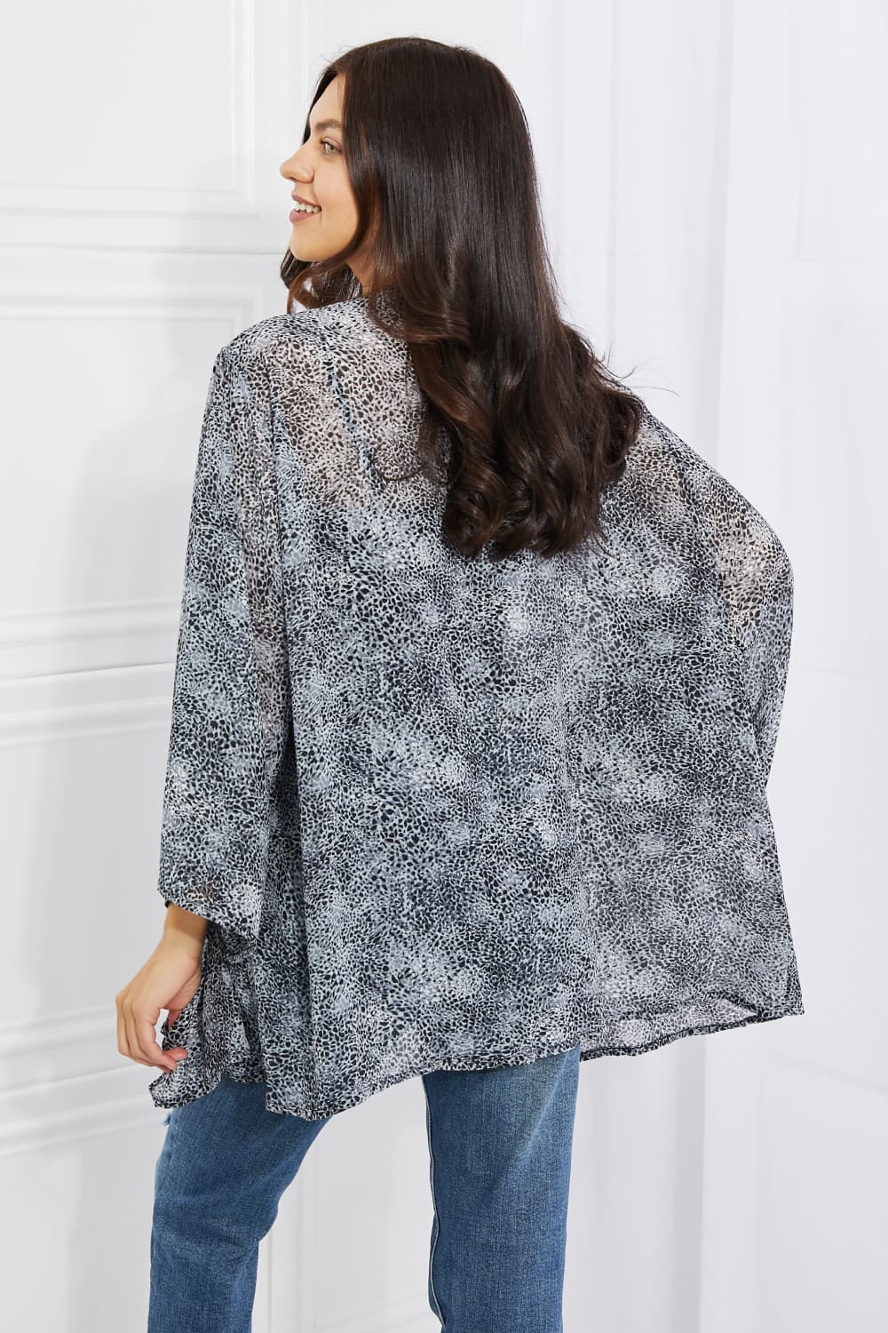 Women's Full Size Snake Print Chiffon Kimono