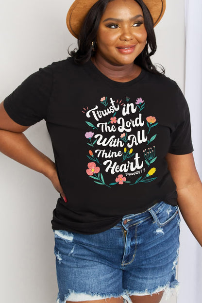 Women's Full Size Trust in the Lord with All Thy Heart Proverbs 3:5 Graphic Cotton Tee