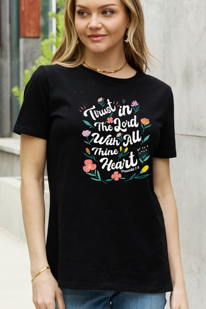 Women's Full Size Trust in the Lord with All Thy Heart Proverbs 3:5 Graphic Cotton Tee