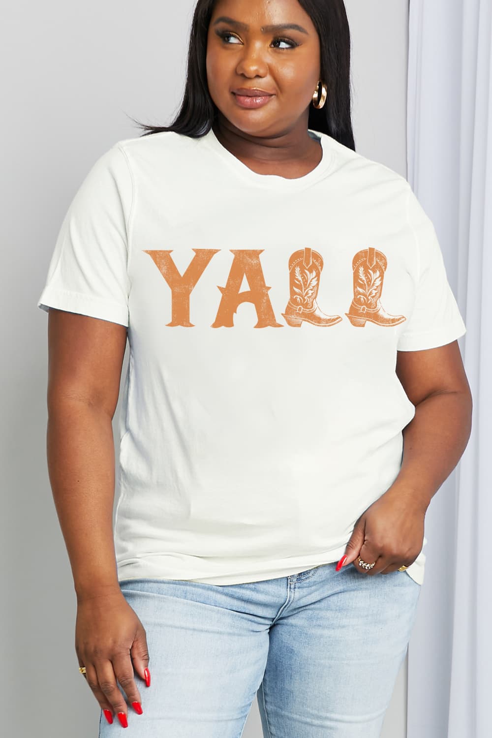 Women's Full Size YALL Graphic Cotton Tee