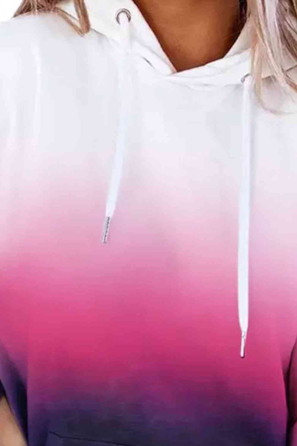 Women's Gradient Drawstring Long Sleeve Hoodie