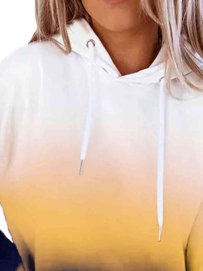 Women's Gradient Drawstring Long Sleeve Hoodie