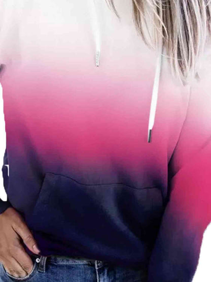 Women's Gradient Drawstring Long Sleeve Hoodie