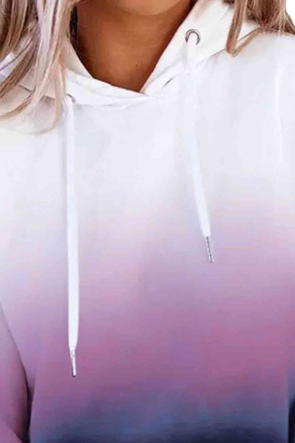 Women's Gradient Drawstring Long Sleeve Hoodie