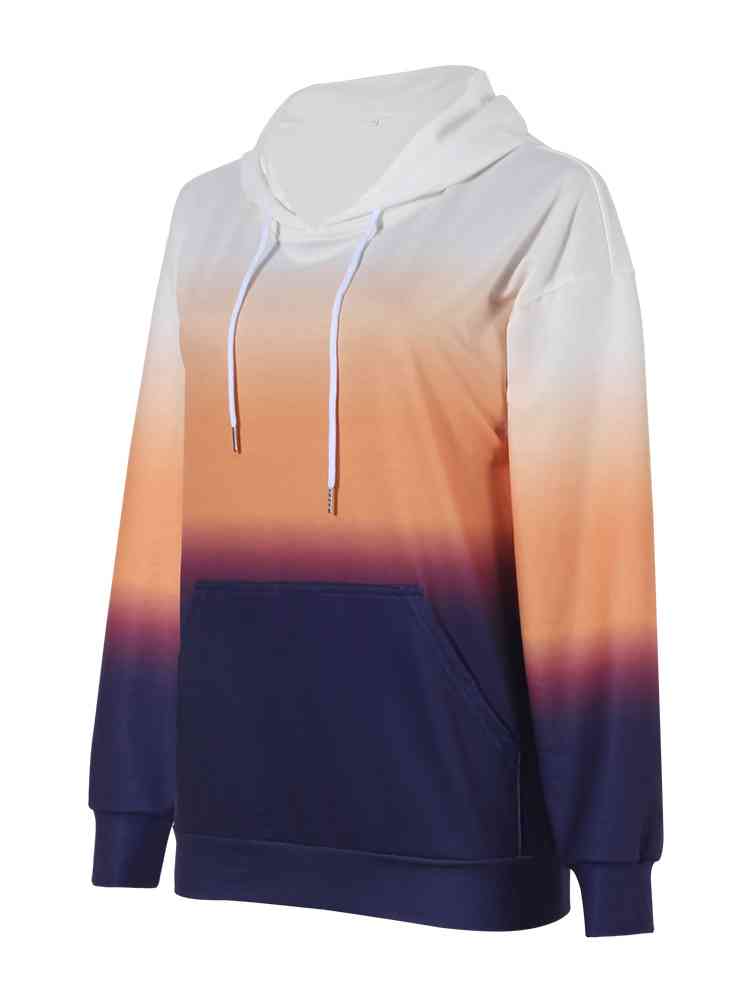 Women's Gradient Drawstring Long Sleeve Hoodie