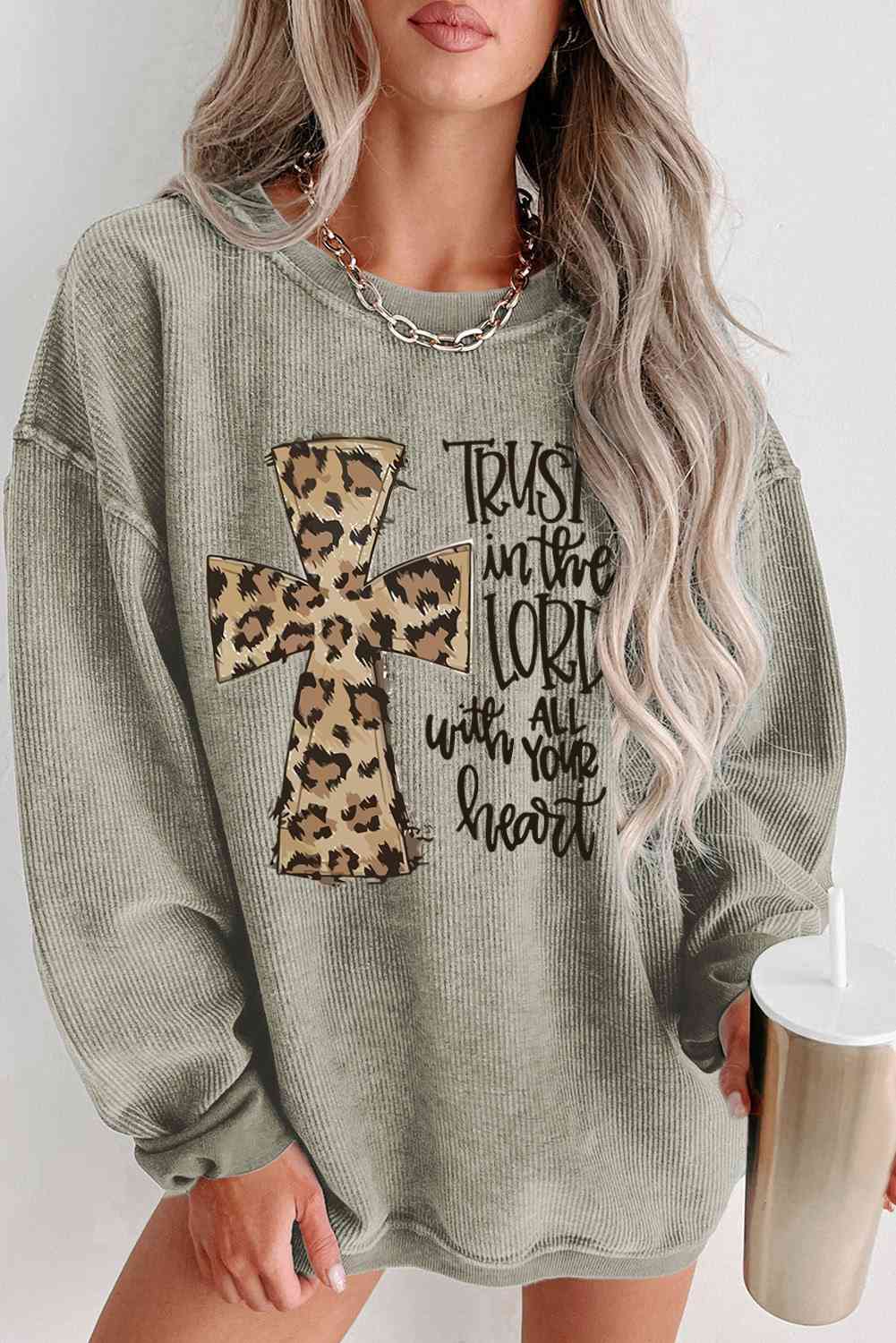 Women's Graphic Dropped Shoulder Sweatshirt Sage