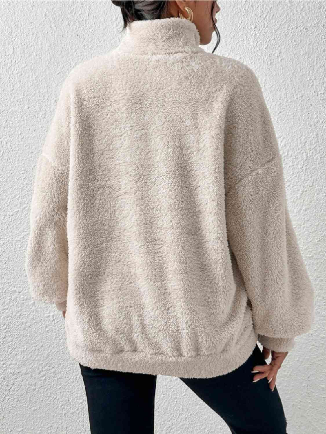 Women's Half-Zip Drop-Shoulder Sweatshirt with Pocket