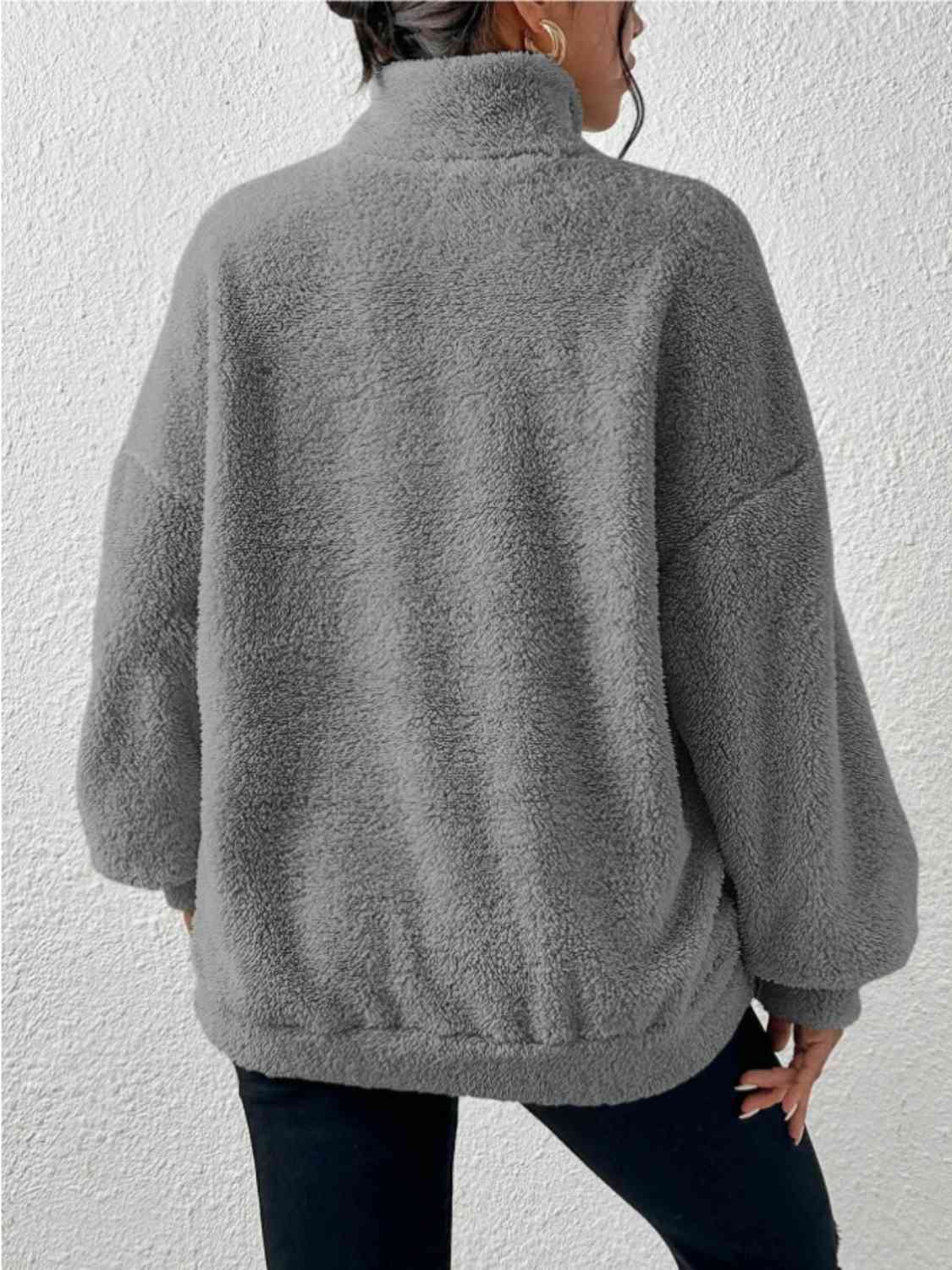 Women's Half-Zip Drop-Shoulder Sweatshirt with Pocket