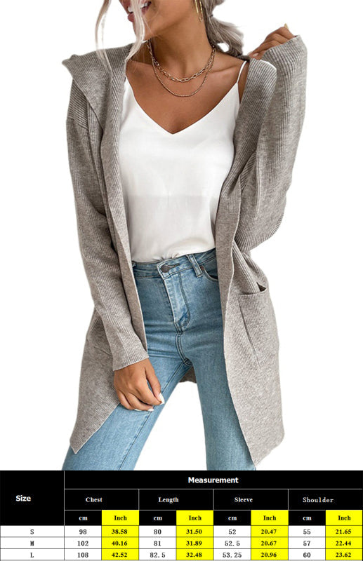 Women's Hooded Rib Knit Sweater Cardigan