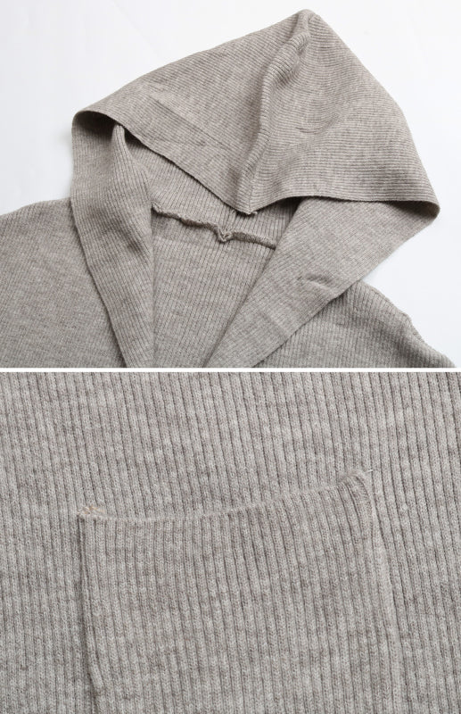 Women's Hooded Rib Knit Sweater Cardigan Grey