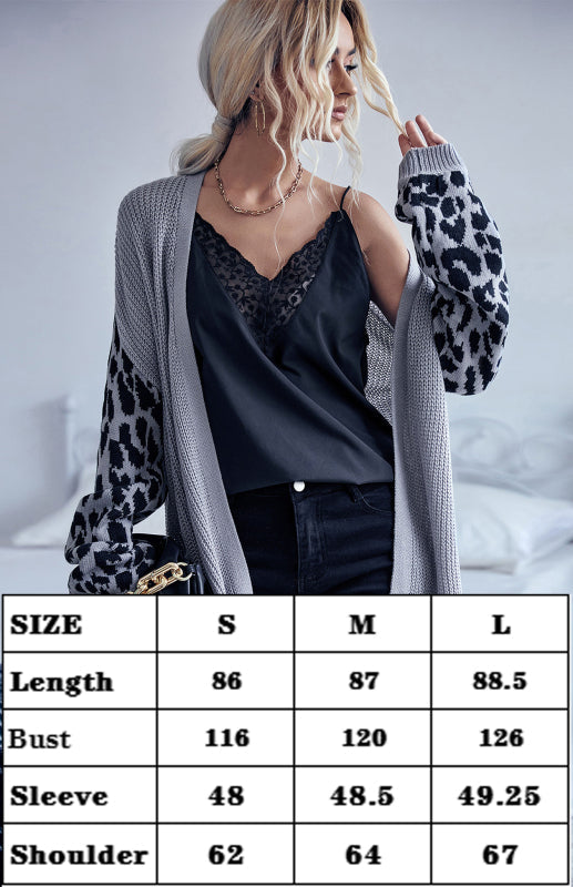Women's Knit Leopard Cardigan Sweater Jacket