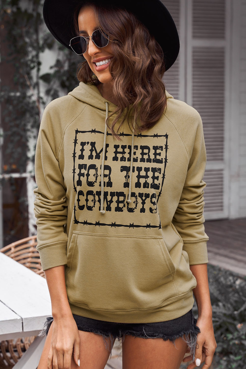 Women's Letter Graphic Hoodie with Kangaroo Pocket