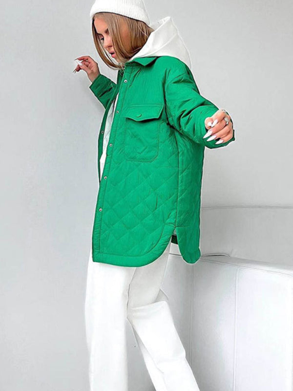 Women's Long Rhombus Cotton Jacket