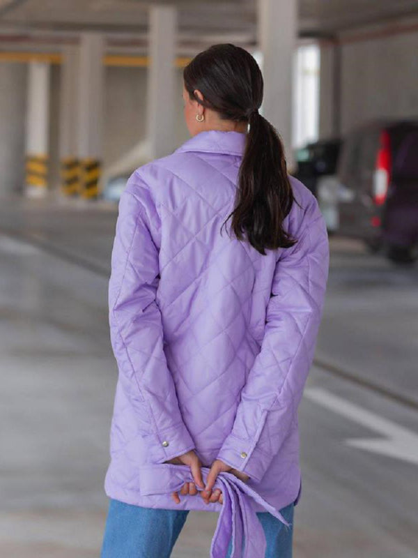 Women's Long Rhombus Cotton Jacket