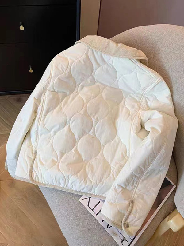 Women's Loose Rhombus Lapel Cotton Jacket