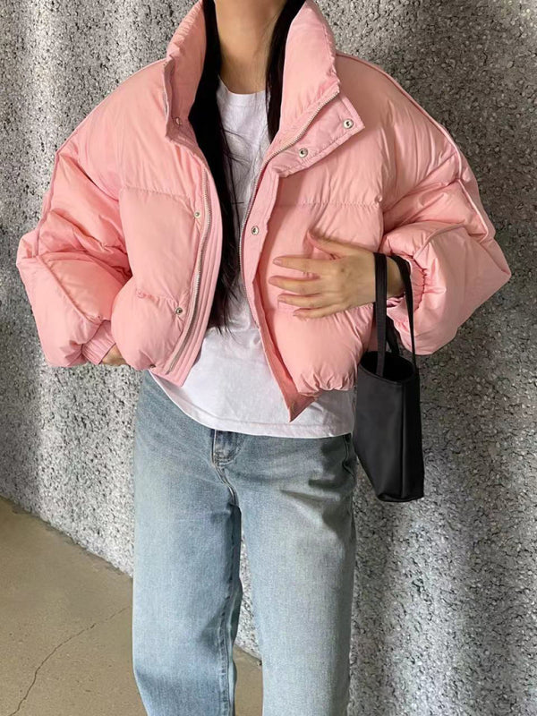 Women's New Fashionable Warm Bread Jackets Pink FREESIZE