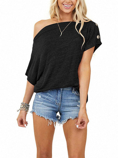 Women's Off-the-Shoulder Button-Down Top Black