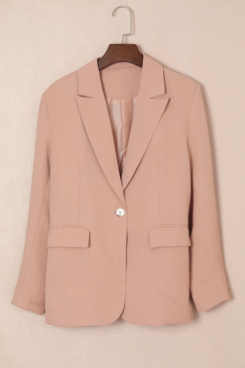 Women's One-Button Flap Pocket Blazer Peach