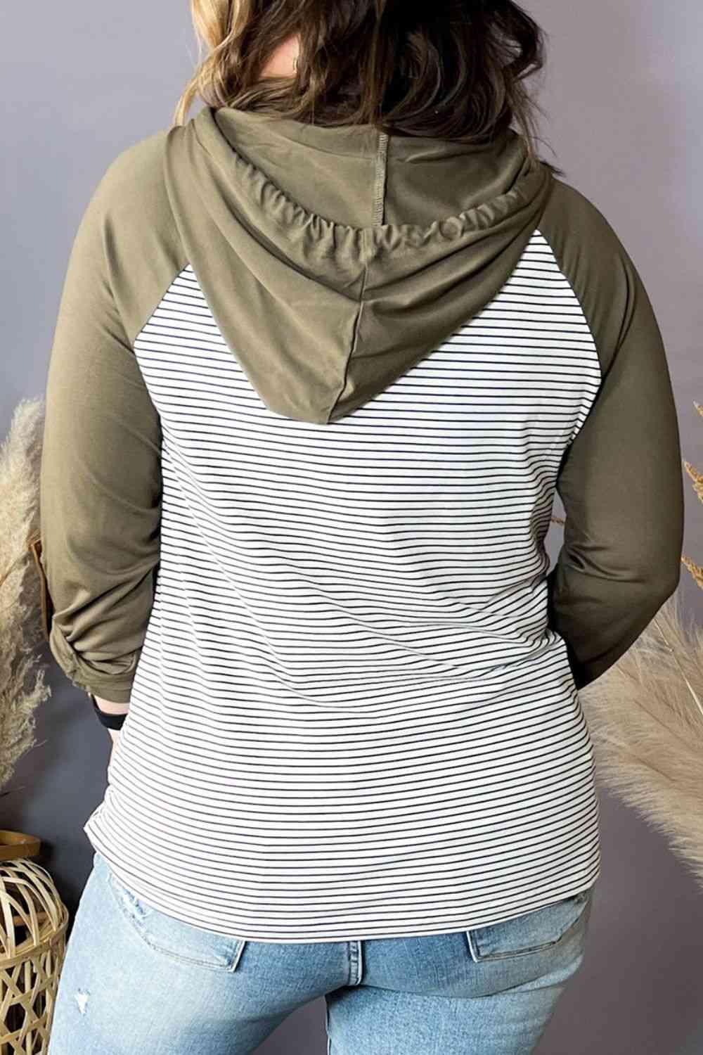Women's Plus Size Striped Long Sleeve Hoodie