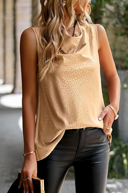 Women's Printed Cowl Neck Tank Sand