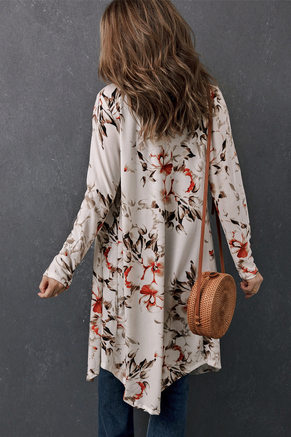 Women's Printed Open Front Longline Cardigan