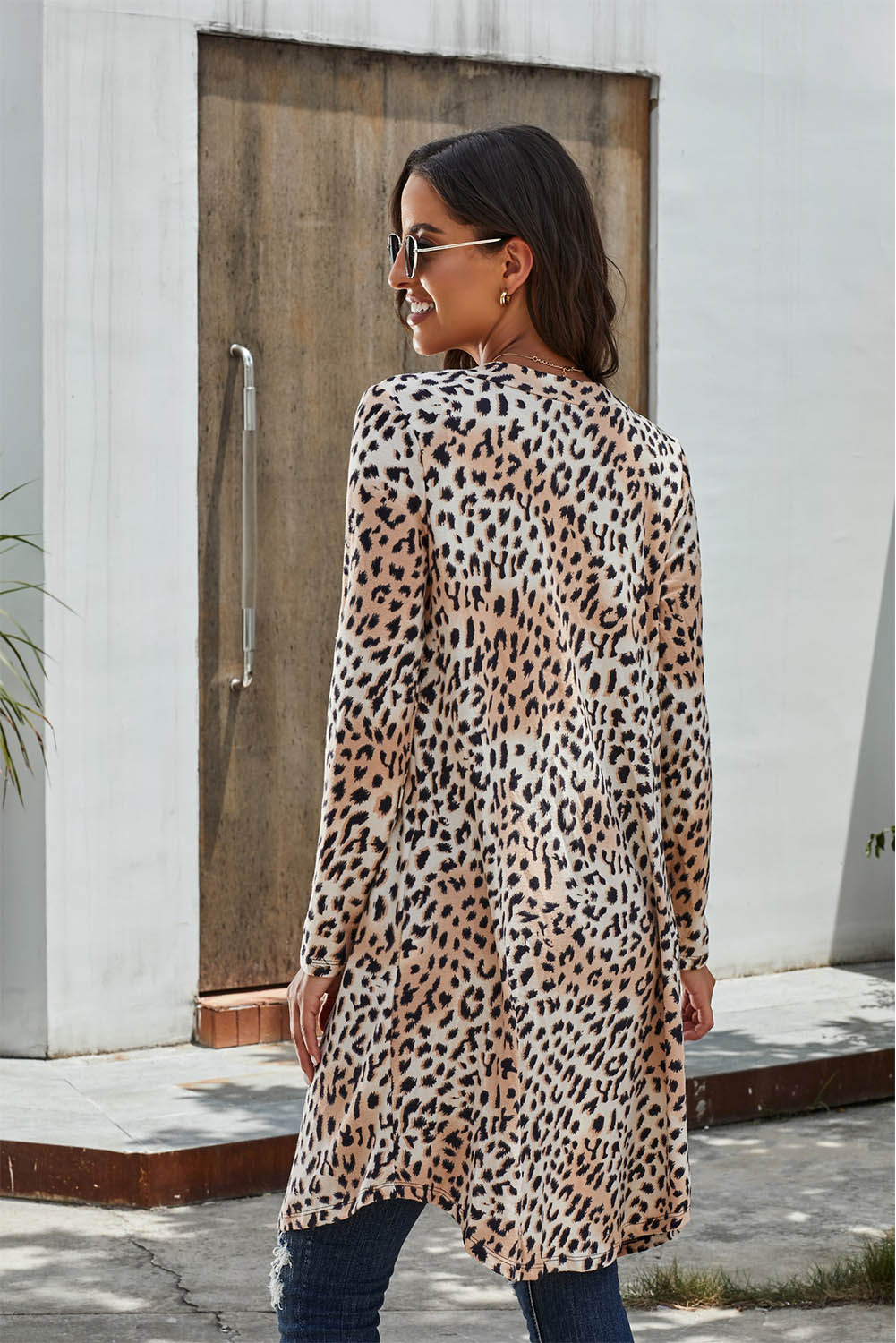 Women's Printed Open Front Longline Cardigan