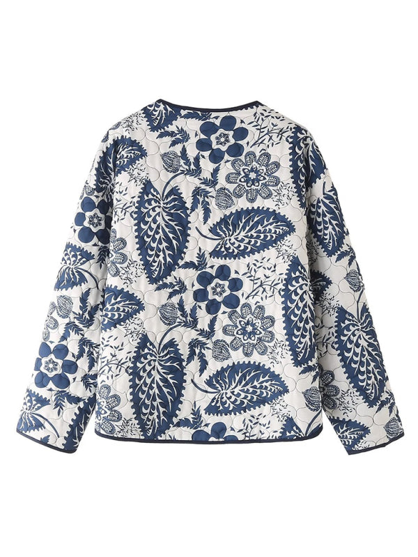 Women's Printed Thick Button Quilted Jacket
