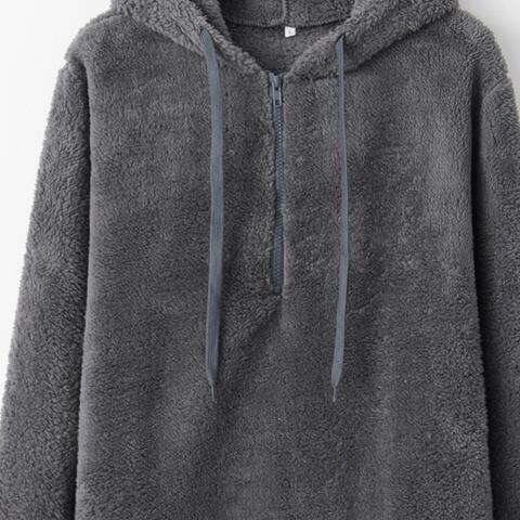 Women's Quarter-Zip Drawstring Teddy Hoodie