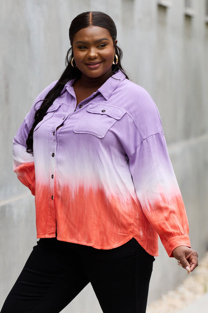 Women's Relaxed Fit Tie-Dye Button-Down Shirt