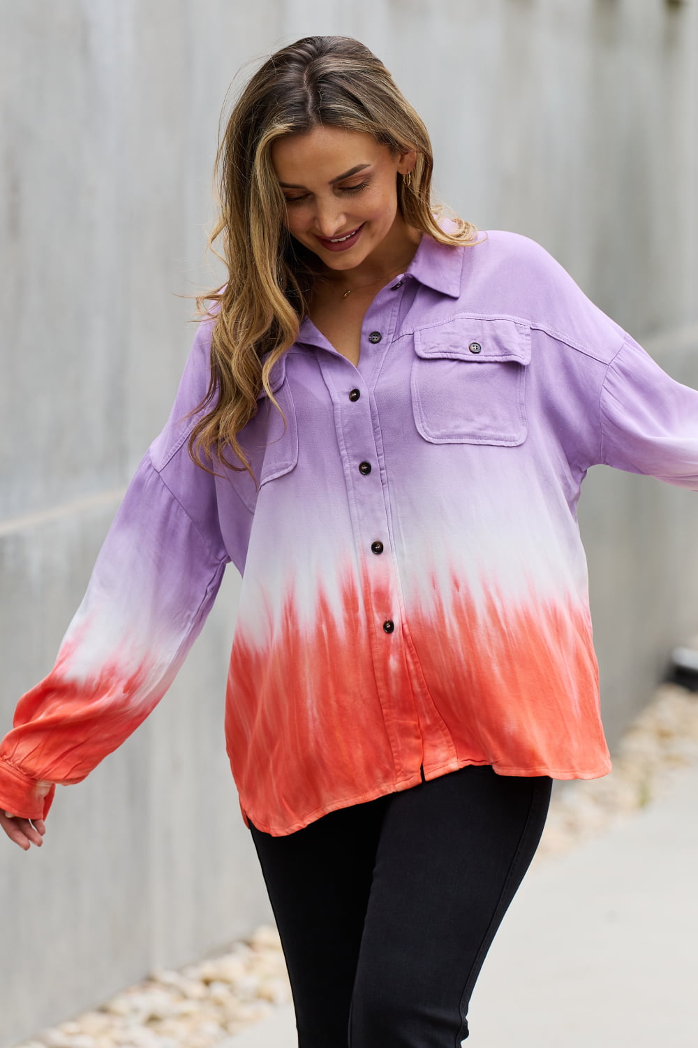 Women's Relaxed Fit Tie-Dye Button-Down Shirt