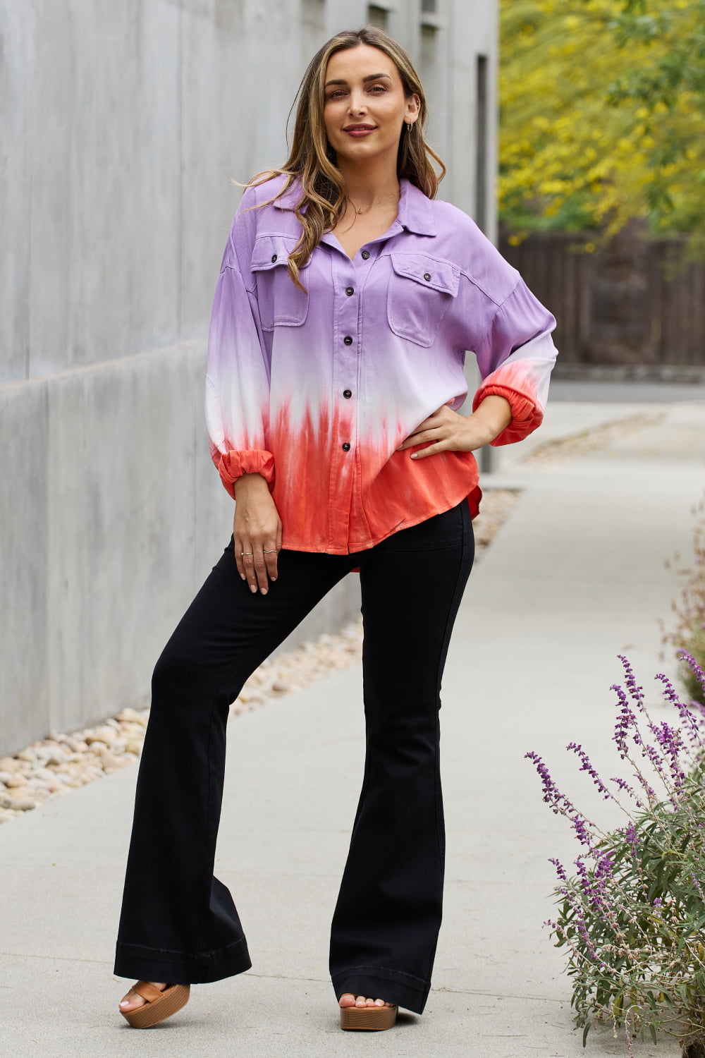 Women's Relaxed Fit Tie-Dye Button-Down Shirt