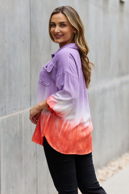 Women's Relaxed Fit Tie-Dye Button-Down Shirt