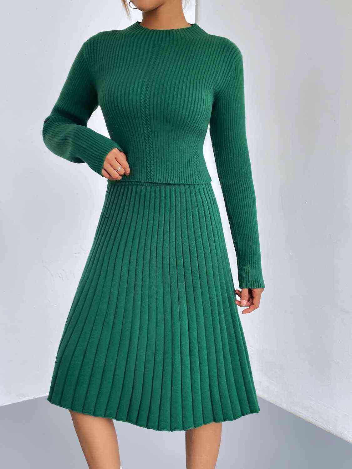 Women's Rib-Knit Sweater and Skirt Set