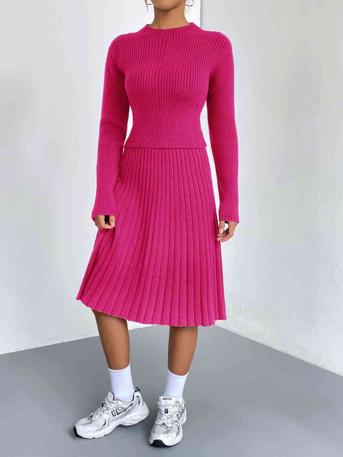Women's Rib-Knit Sweater and Skirt Set