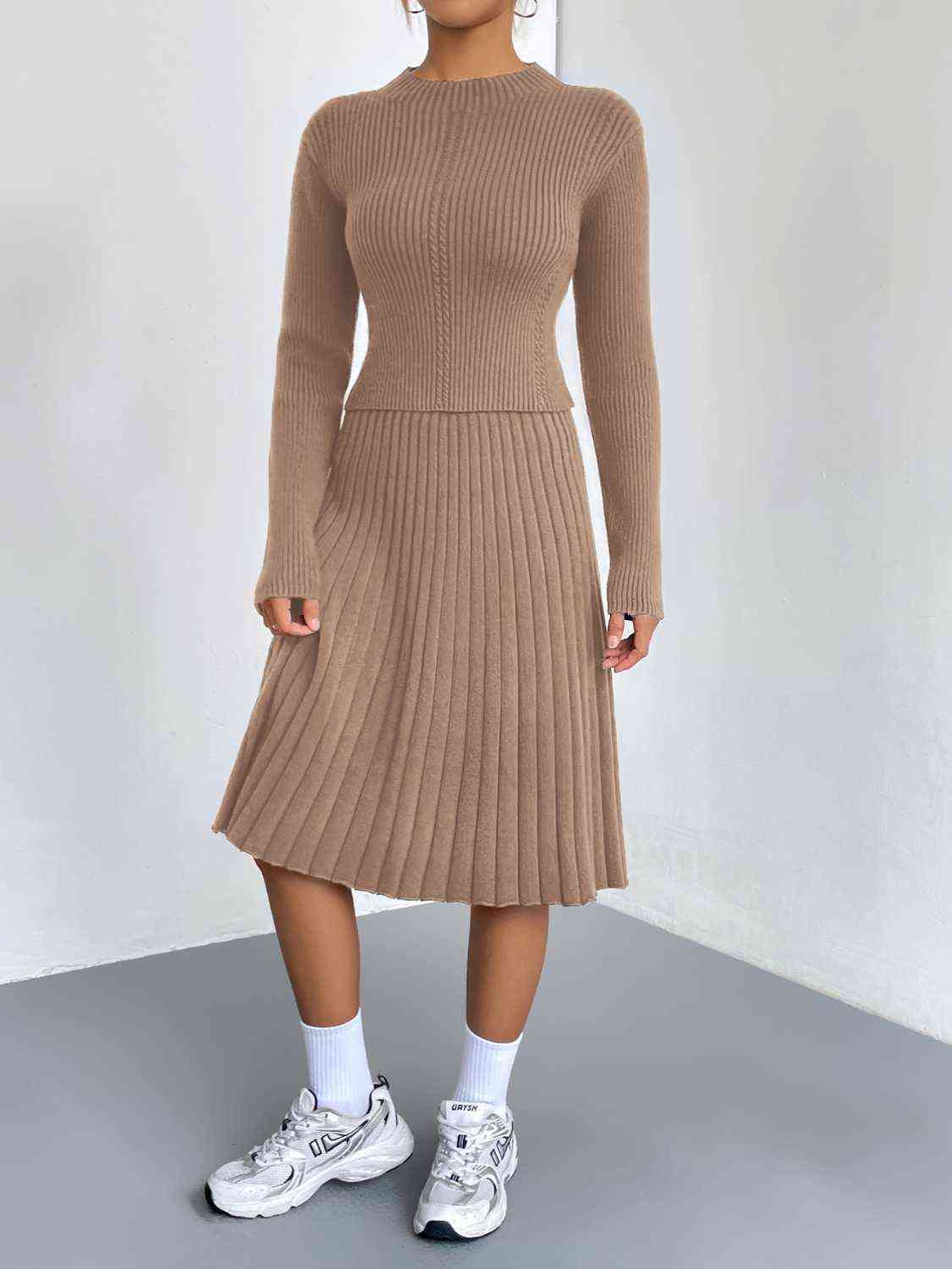 Women's Rib-Knit Sweater and Skirt Set