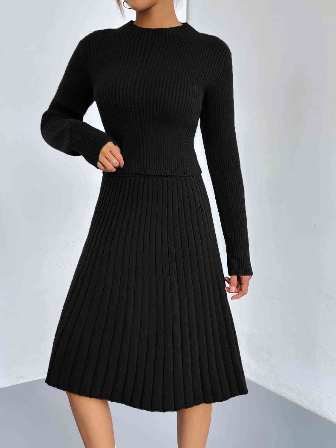 Women's Rib-Knit Sweater and Skirt Set