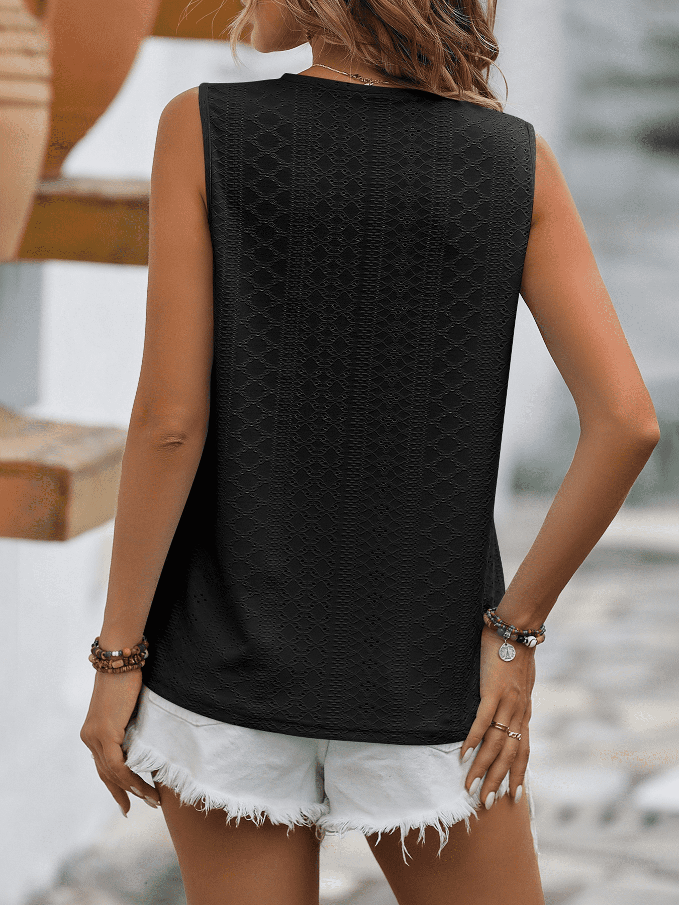 Women's Spliced Lace V-Neck Sleeveless Tank