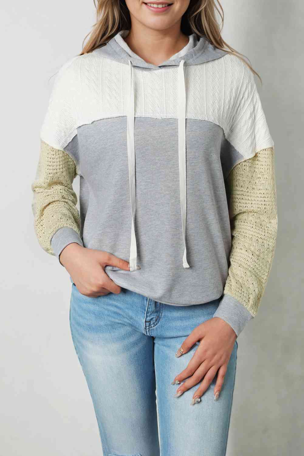 Women's Splicing Drawstring Sweatshirt