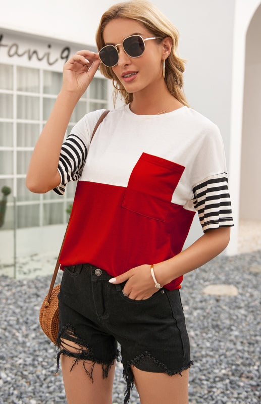 Women's Striped Patchwork T-Shirt