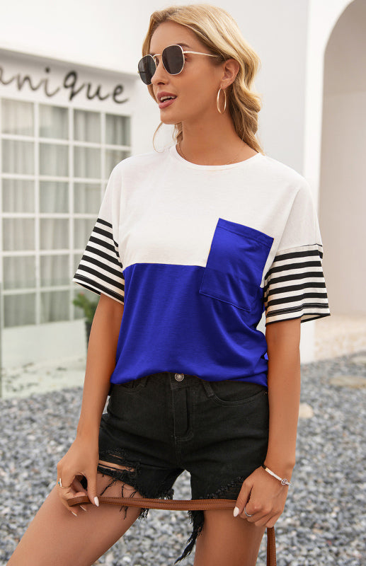 Women's Striped Patchwork T-Shirt