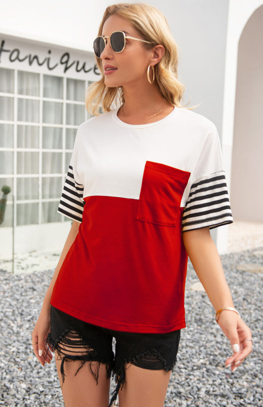 Women's Striped Patchwork T-Shirt
